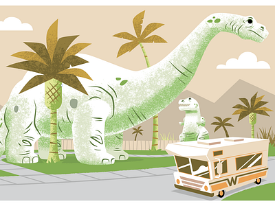 Cabazon Dinosaurs art cabezon california cars character art character design dinosaurs illustration los angeles palm springs retro roadside attractions vector vector art vector artwork vector background vintage