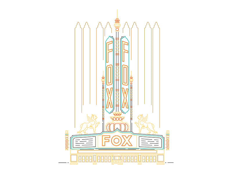 Fox Theatre Line Art animation detroit fox gif illustration line michigan theater theatre