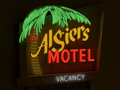 The Algiers Motel 3d detroit motel neon sign