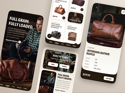 E-commerce app for leather goods app bag design e commerce ecommerce mobile shop shopping app store ui ux