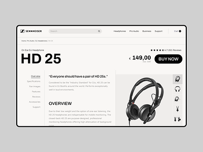 Sennheiser headphones, e-commerce concept audio concept design e commerce ecommerce minimalism shop store ui ux web white
