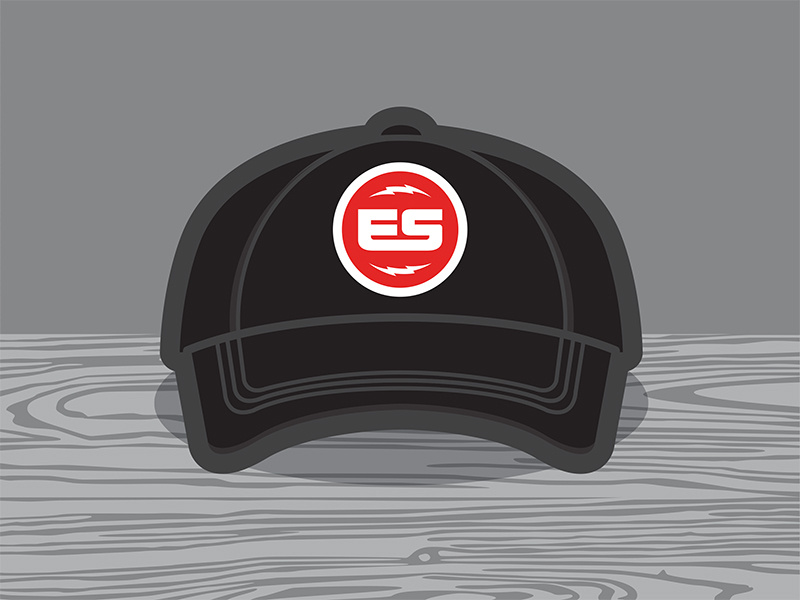 ES Cap monogram mark logomark logo identity branding brand bolt badge cap