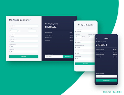 Daily UI Challenge #004 Mortgage Calculator bank calculation calculator daily ui design desktop interface mobile mortgage payment responsible design ui uiux