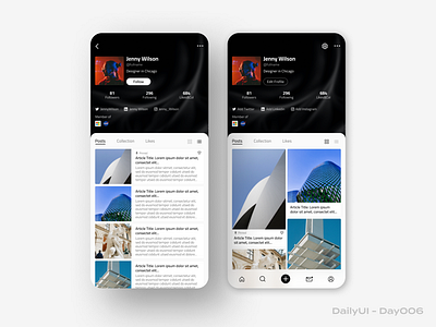 Daily UI Challenge #006 Profile page-Designer Community avatar daily ui design interface logo mobile profile page ui uiux