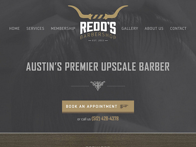 Redd's Barbershop Homepage banner branding design homepage website