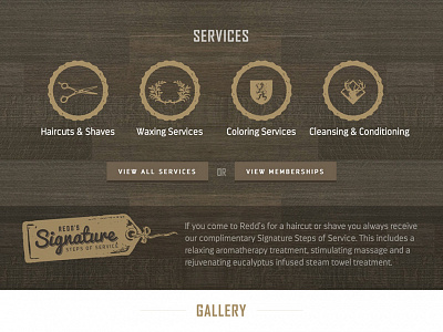 Redd's Barbershop Homepage Services branding design homepage icons website