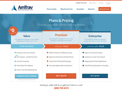 AmTrav Plans Page branding design plans pricing website