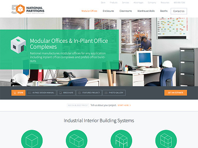 National Partitions Product Page branding design products website