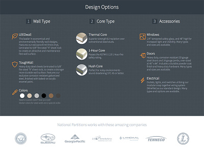 National Partitions Design Options branding design products website