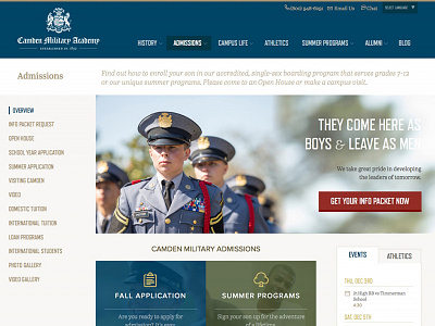 Camden Military Admissions branding content design website