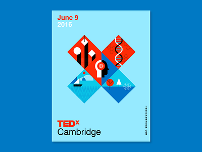 TEDxCambridge Conference Event Identity Poster Design brand color geometric graphic design identity poster san francisco shapes simple x