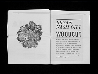 Typography & Layout for a Newsprint Art Magazine black and white brand brochure catalog fashion indesign layout marketing nature photography san francisco simple