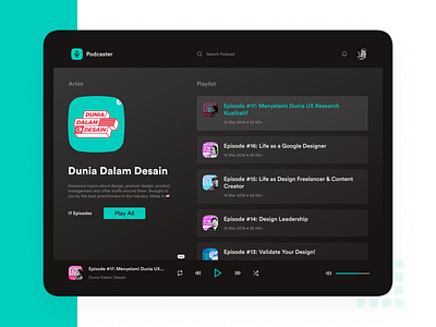 Podcaster UI design figma ipad landing page podcast tablet ui