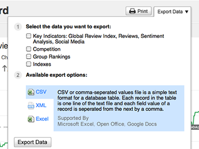 Export data dropdown dropdown export flow steps