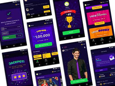 Loco - Interactive Game Show of India answer app game india interactive jackpot knowledge languages money players prize questions quiz show ui ux visual design winner
