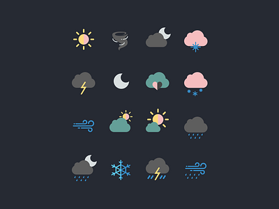 Weather Icons cloud flat design icons moon rain snow snowflake sun thunder tornado weather wind
