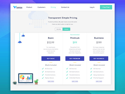 Transparent Simple Pricing business cloud colors illustration laptop plan pricing responsive web