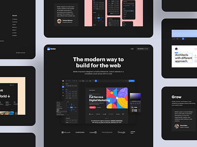 Belder - Web Builder Website app black build builder clean creator dark edit editing homepage illustration landing page product publish simple ui ux web web builder website