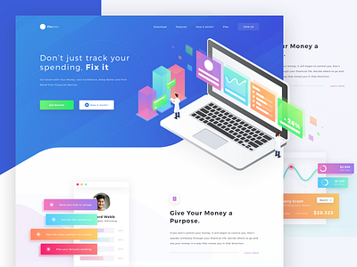 Fixtoon Landing Page Exploration business card homepage illustration landing page manage money plan simple ui website white