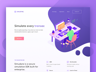 Simudyne Landing Page Concept business homepage illustration landing page manage money plan simple ui website white work
