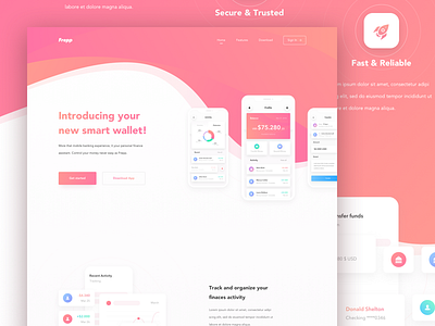Frepp - New Smart Mobile Banking Landing Page Concept