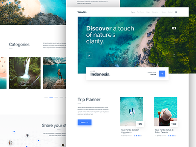Vacarion - Trip Planner Landing Page Concept clean design homepage landing page planner simple travel trip trip planner typography ui user interfaces ux vacation website