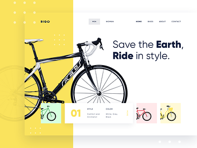 BIQU Landing Page Concept bike booking clean cycle design homepage landing page navigation rent rental sharing simple sport typography ui user interfaces ux website