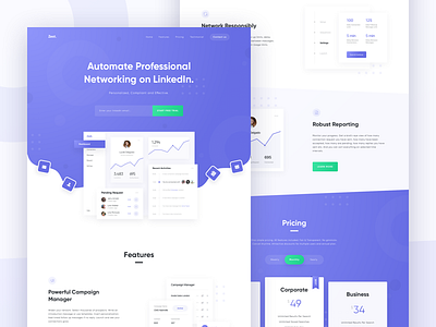 Zest - Dashboard & Landing Page Concept app business card connections dashboard design gradient graph homepage icon landing page manage network profile typography ui ux web website