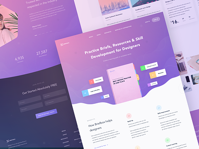 Briefbox Landing Page Exploration book brieft build design gradient homepage landing page learn learning manage online practice resources skill skills typography ui user interfaces ux website