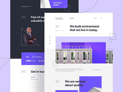 Arczee - Architect Landing Page animation architect architecture clean design gallery homepage house image interaction landing page motion motion design portfolio purple simple ui user interfaces ux website