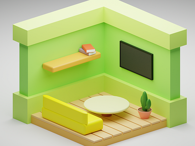 My First 3D Render - Isometric Room