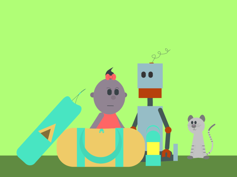 Robots like lamps (ASM #2-1) after school mayhem tent characters cartoon animation gif lamp camping girl cat boop robot