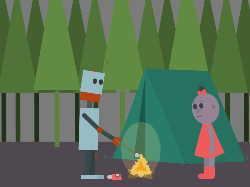 Marshmallow Feast! (ASM #2-5) after school mayhem animation campfire camping cartoon characters gif girl marshmallow robot