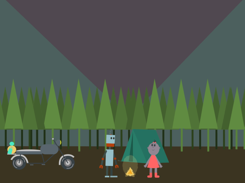 Admiring the Night Sky (ASM #2-6) night stars campfire marshmallow camping robot girl gif after school mayhem cartoon characters animation