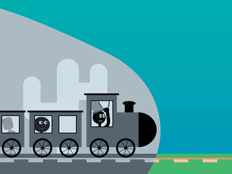 InkBlot #2 series inkblot color transportation cool cartoon 2d gif animation classic train bw