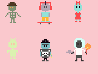 After School Mayhem Pixel Characters 16 bit 8 bit after school mayhem colorful css pixel pixel art