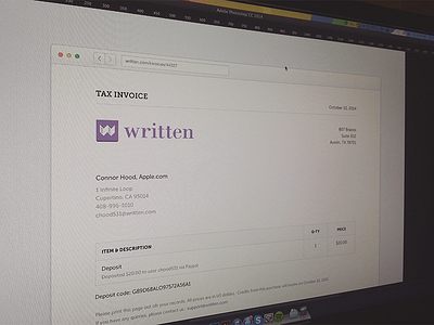 Written.com / Invoice design market ui ux web webdesign website