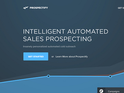 Prospectify crm dashboard data interface landing page management navigation project prospects responsive web webpage