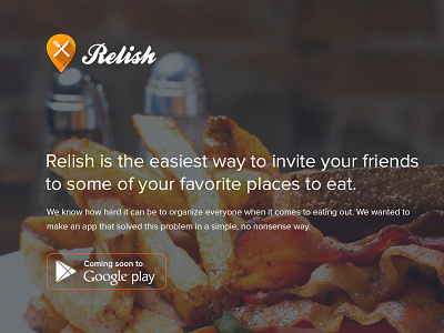 Relish Landing Page android app clean friends invitation landing page lollipop lunch material ui ux web
