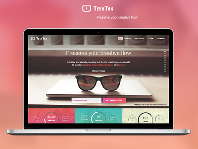 Teektak - Beta website - coming soon app beta freelancers project tasks teektak tracking web app