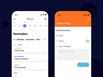 Remind Me app rough concept app ios mobile sketchapp ui