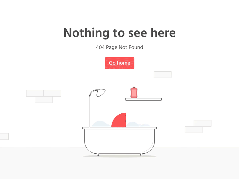Kirigami - Page Not Found 404 animation bath design error gif layout website