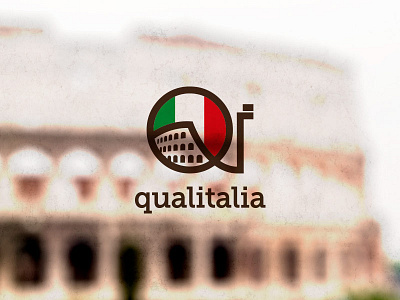 Qualitalia brand building colloseum different flag italy language logo monogram perspective rome school