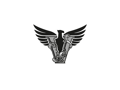 vEagle c3 bird brand decorative different perspective dipe eagle floral letter logo swirl v wing