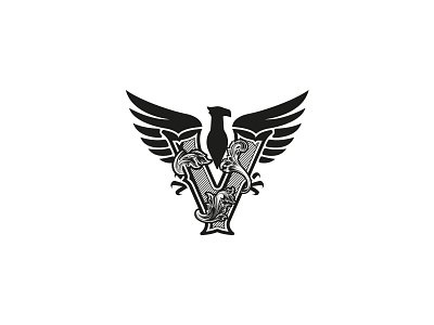 vEagle c5 bird brand decorative different perspective dipe eagle floral letter logo swirl v wing
