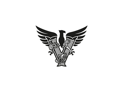 vEagle c5 bird brand decorative different perspective dipe eagle floral letter logo swirl v wing