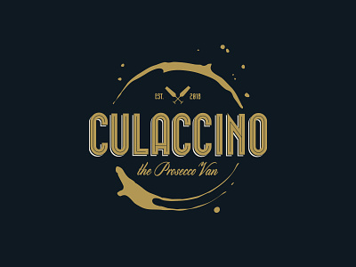 Culaccino Prosecco Van badge dipe drink glass italy logo prosecco retro stain van wine