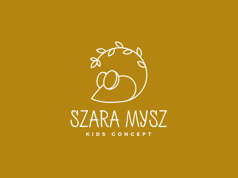 Szara Mysz Kids Concept dipe logo geometric store kids line art simple leaf animal mouse