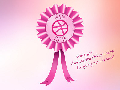 Dribbble Thanks badge ball competition contest pink player prize ribbon thank you thanks winner