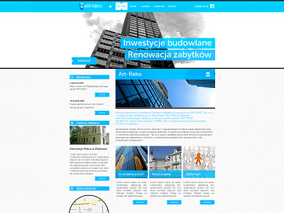 Art Reko blue building layout page site two column web www